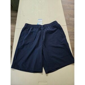 MAGCOMSEN Mens Athletic Hiking Shorts Navy Blue Zipper Pockets Size L NWT